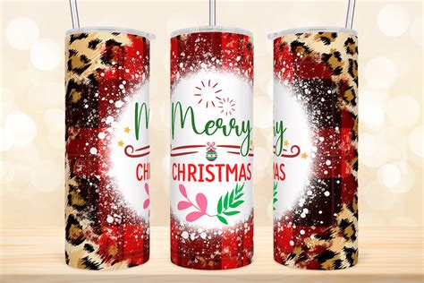 Merry Christmas Leopard Tumbler Wrap Graphic By TINTIN Design