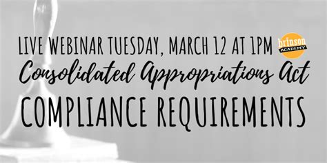 Live Webinar Consolidated Appropriations Act Compliance Requirements Brinson Academy