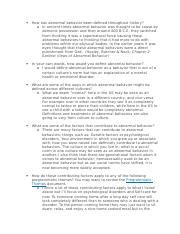 Discussion Defining Abnormal Behavior Docx How Has Abnormal