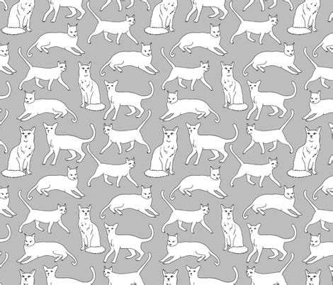 Colorful Fabrics Digitally Printed By Spoonflower Cats Grey Cat