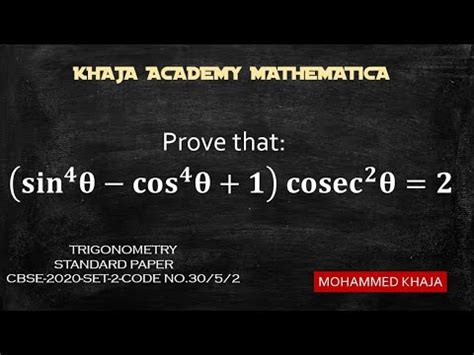 Prove That Sin Cos Cosec Trigonometry Standard Cbse