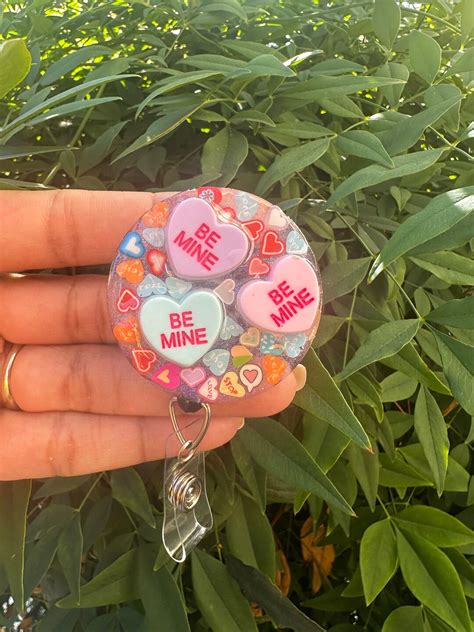 Candy Hearts Badge Reel Sweet Heart Badge Be Mine Badge Valentines