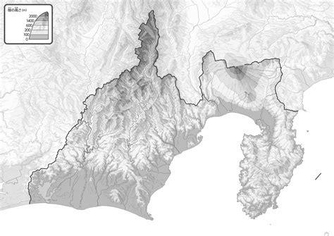 「47都道府県地図 静岡県」のワークシート・活用例・地図モノクロ画像｜株式会社帝国書院