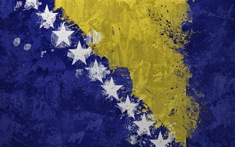 Wallpaper : Bosnia and Herzegovina, flag, color, texture, stars, spots ...