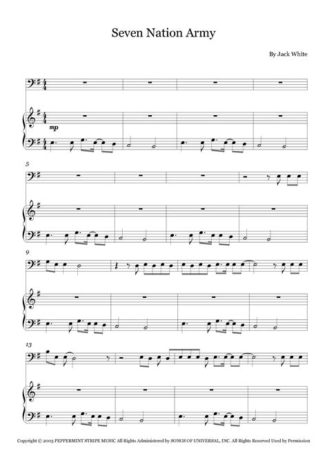 Seven Nation Army Arr Fernanda Moura By White Stripes Sheet Music