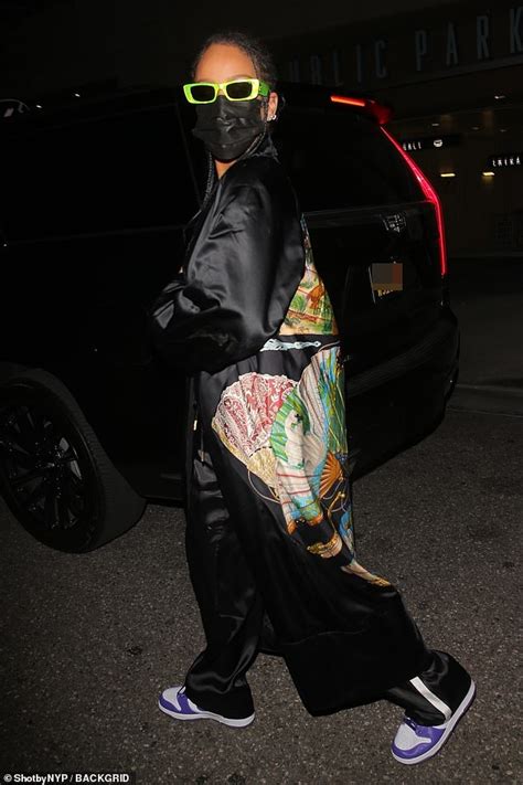 Rihanna Goes Braless Under Sheer Lingerie And A Bathrobe During Late Night Dinner Outing With