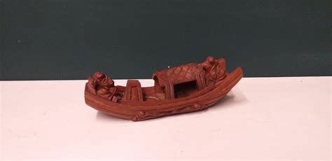 Chinese Carved Wood Fishing Boat Oriental Carved Boat Etsy