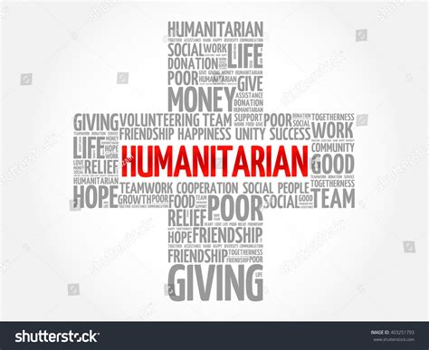 Humanitarian Word Cloud Collage Cross Concept Stock Vector Royalty