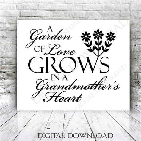 Grandmother SVG Quote Grandma Saying To Print Garden Of Love Etsy