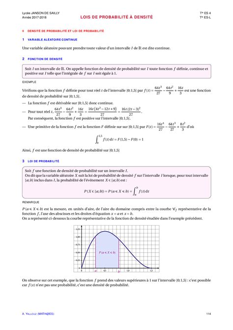 Lois de probabilité à densité Cours AlloSchool