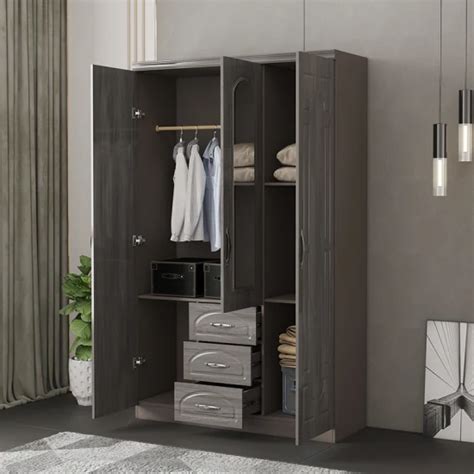 Home Furniture Bedroom Wall Wardrobe Design Clothes Cupboard 400 Mm Depth 3 Door Wooden Closet