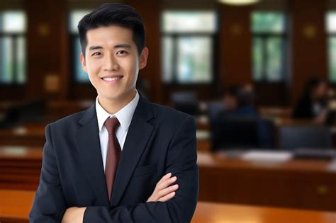 Premium Ai Image Smiling Confident Asian Male Lawyer With A Business