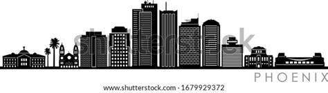 Phoenix City Arizona Skyline Silhouette Cityscape Stock Vector Royalty