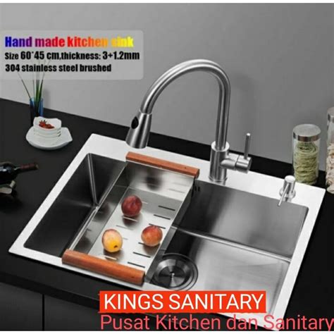 Jual Paket Kitchen Sink 6045 Stainless Komplit Set Kran Bak Cuci