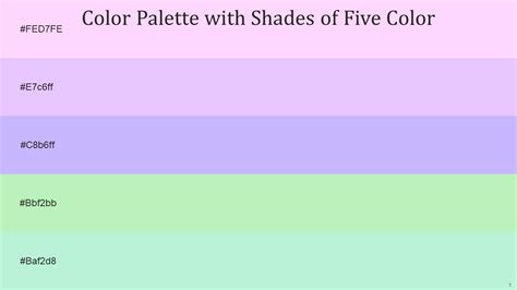 Color Palette With Five Shade Pink Lace Mauve Melrose Madang Magic Mint