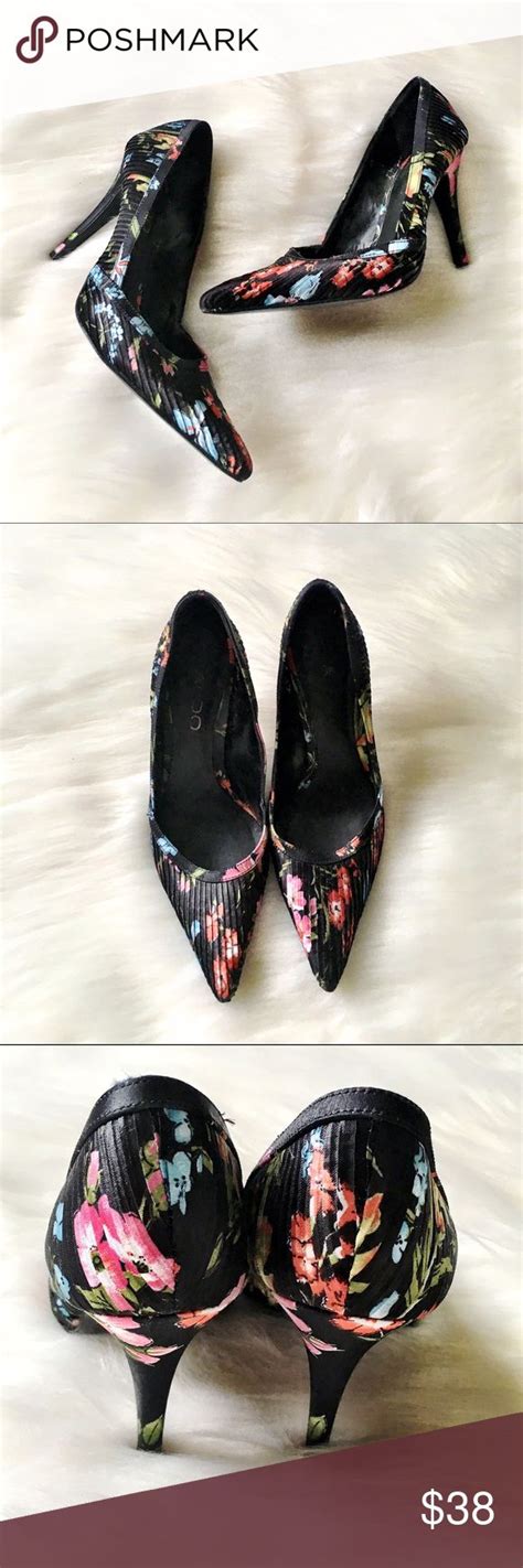 Aldo Black Floral Pointed Toe Pumps Pointed Toe Pumps Black Floral Pointed Toe