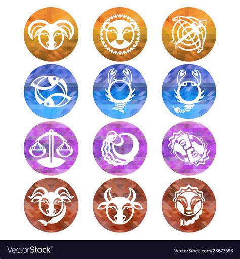 Zodiac Signs Astrology Symbols Cartoon Horoscope Vector Image