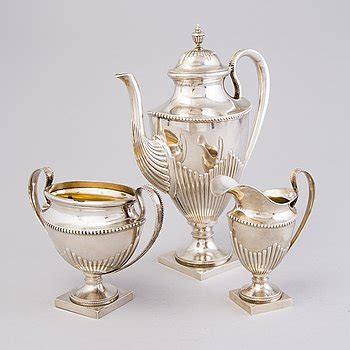 Kaffeservis Delar Silver Gustaviansk Stil Finlands Guldsmeds Ab