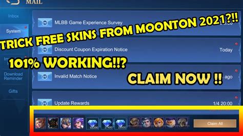 Claim Now Trick Free Skins From Moonton Working Mobile