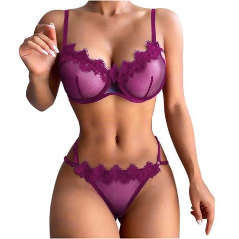 Munlar Strappy Women S Lingerie Floral Lace Sheer Underwear Set Sexy