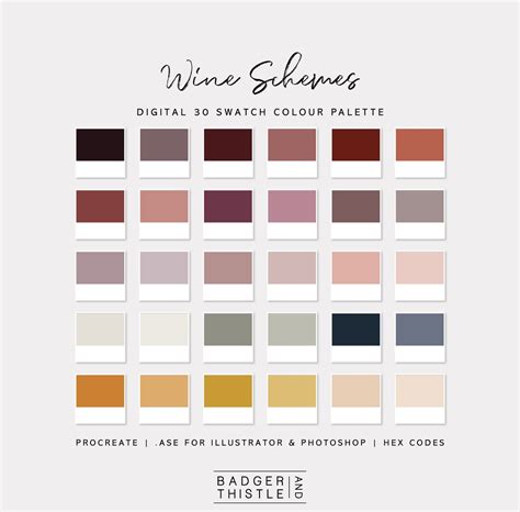 Wine Schemes Digital Colour Palette Swatches Download Procreate