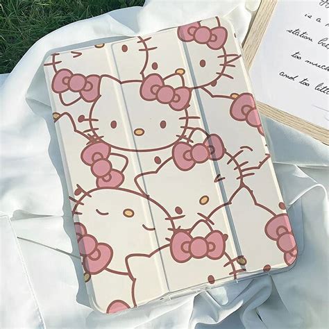 Kawaii Sanrio Hello Kitty Clear Ipad Case Cartoon Silicone Protective