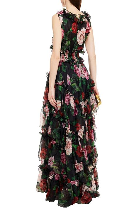 Dolce And Gabbana Ruffled Floral Print Silk Organza Gown Sale Up To 70