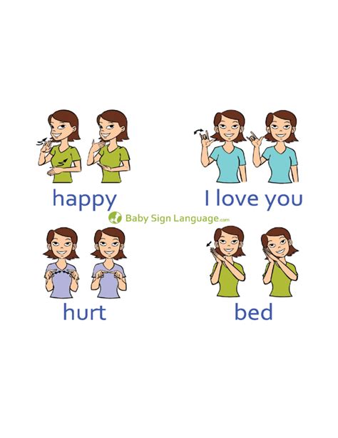 Basic Baby Sign Language Chart Template Free Download