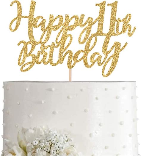 Gold Glitter Happy 11th Birthday Cake Topper Gold Ubuy India