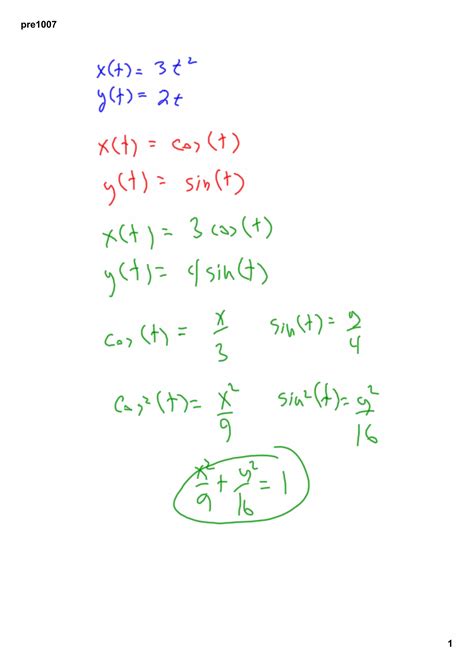 Precalculus Parametrics Pdf