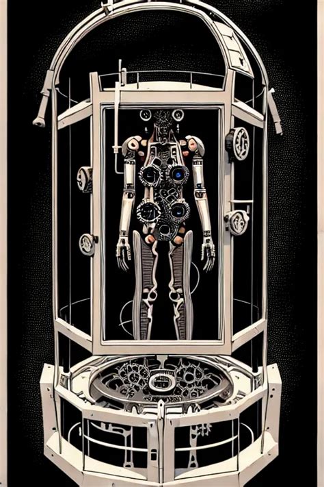 Steampunk Cryo Chamber Containing An Cyborg High Stable Diffusion