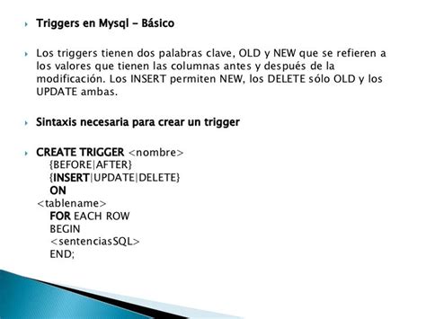 Ejemplo De Trigger En Mysql