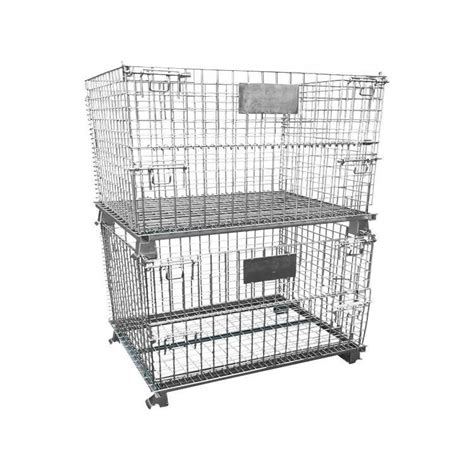 Collapsible Wire Mesh Containers Pallets Metal Foldable Cage With 500kg