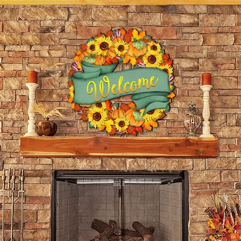 Welcome Sign Autumn Fall Flower Wreath Fall Decor - Etsy