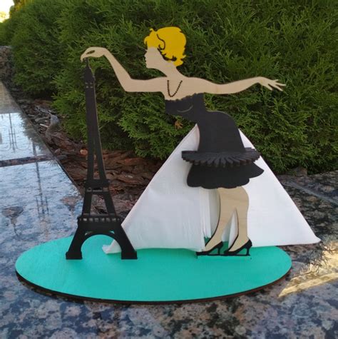 Laser Cut Girl With Eiffel Tower Napkin Holder Free Vector Cdr Download