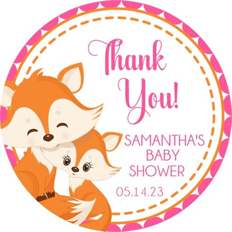 Girls Woodlands Fox Baby Shower Favor Stickers Or Favor Tags Etsy