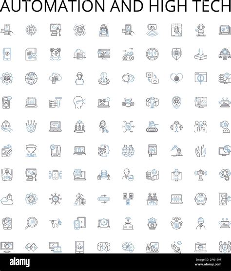 Automation And High Tech Outline Icons Collection Automation High