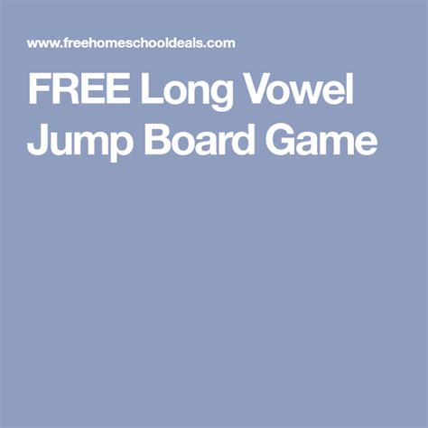 Free Long Vowel Jump Board Game Vowel Long Vowels Board Games