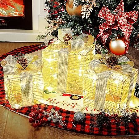 Lulu Home Cajas De Navidad Iluminadas Luces Led Con Lazos Cajas