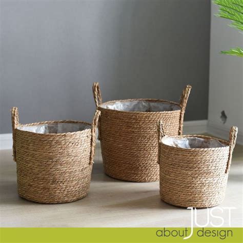 Basket Rattan Storage Bakul Grass Plant Rotan Home Garden Seagrass