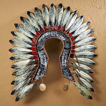 Indian Headdress Metal Wall Art Western Wall Decor Native American