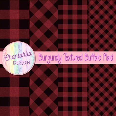 Free Digital Papers Featuring Burgundy Textured Buffalo Plaid Designs