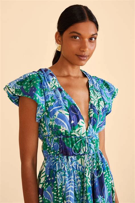 Green Jungle Panther Mini Dress Farm Rio Farm Rio Short Styles