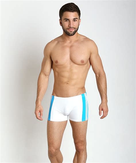 Sauvage Freestyle Nylon Lycra Swim Trunk White Turquoise 156wt Free