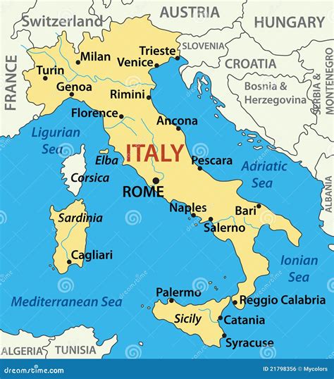 Map Of Italy Illustration Vector Stock Vector Illustration Of