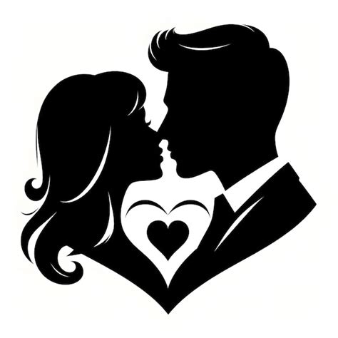 Vector Valentine Cora O De Amor Logotipo De Silhueta De Casal Vetor