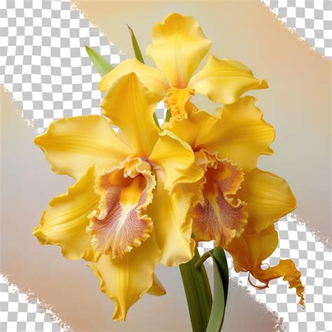 Fundo Transparente Uma Orqu Dea Cattleya Amarela Psd Premium