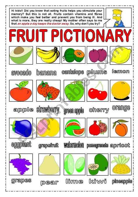 Fruits Pictionary Esl Worksheet By Juanbegi