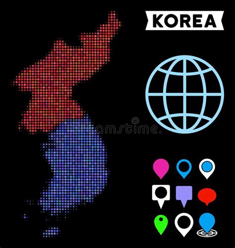 Mapa De Semitono Punteado De Corea Del Norte Y Sur Ilustraci N Del