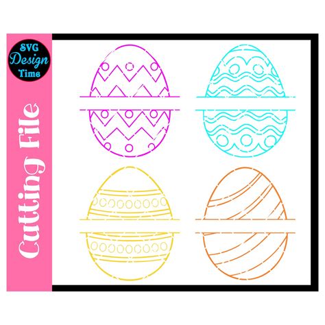 Easter Svg Easter Eggs Split Monogram Patterned Cricut Etsy